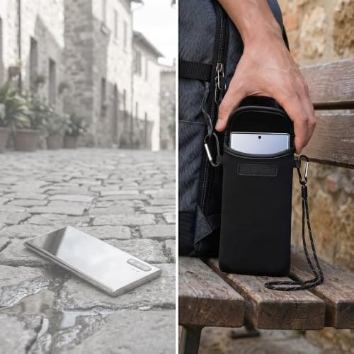 KIMHOME Mobile Phone Case, Universal Waterproof Cover with Neck Strap Black — view 6
