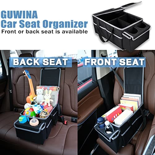 ABIDINA Car Seat Organiser, Foldable Storage Box with Lid & Handle, Black — view 3