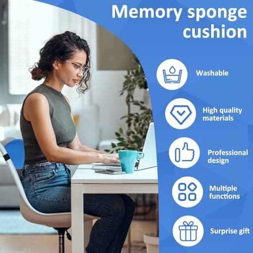 Gatphy Lumbar Roll Pillow Memory Foam Roll Pillow Adjustable Cylindrical Backrest Sofa Cushion with Removable Washable Cover Elastic Strap 11 Inch Lumbar Support Pillow for Office Chair Couch (Blue) — view 2