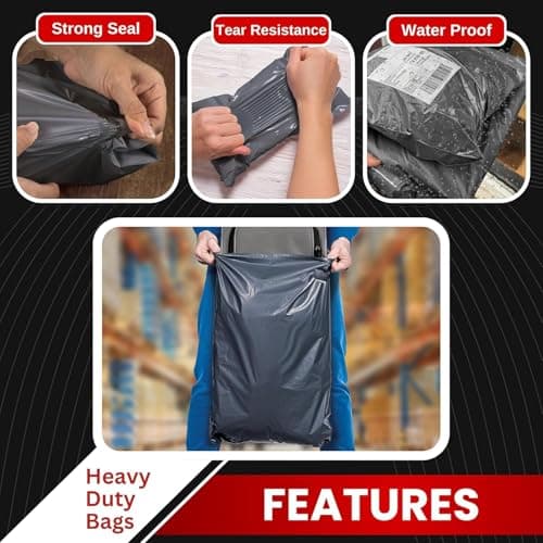 JeeJaan® 5 Pcs of Large Grey Postage Bags 24" x 36" - 610 x 914 mm Grey Parcel Bags Extra Strong Polythene Mail Envelopes for Packaging Parcel Self Seal Poly Mailer Ideal for Shipping Purpose — view 3
