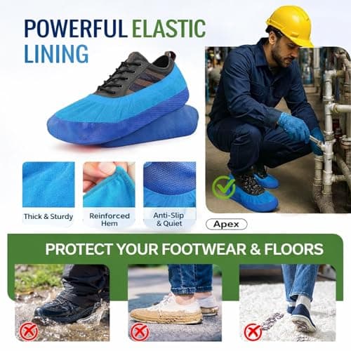 100 Pcs Reusable Waterproof Shoe Covers for Indoors & Outdoors – Non-Slip Heavy Duty Overshoes for Cleaning, Rain, Labs, Hospitals & Carpet Protection – Washable CPE/PP Boot Covers — view 6