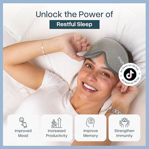 MyHalos Cotton 3D Sleep Mask, Blackout Eye Mask, Zero Pressure, Grey — view 2