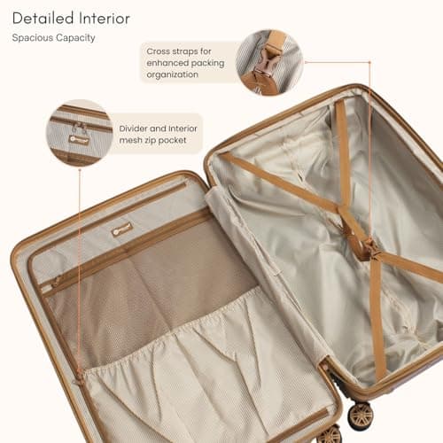 Rocklands® Expandable 4 Wheel ABS-PC Hard Shell Luggage Suitcase TSA Lock (Cream, Large - 76 x 51 x 31 cm) — view 4