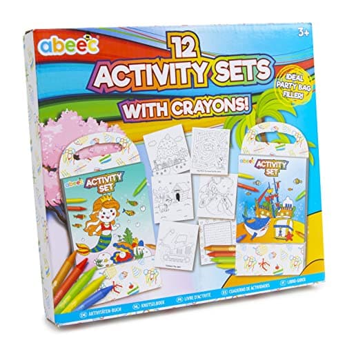 abeec 12-Pack Kids Activity Books with Crayons – Party Bag Fillers for Kids, Wedding Favours, Travel Activities, and Colouring Books for Children — view 3