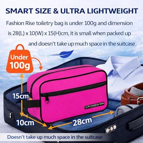 Water-Resistant Toiletry Bag for Men & Women - Lightweight Travel Wash Bag with Multiple Compartments, Compact Dopp Kit Cosmetic Organizer, Durable Nylon Shaving & Makeup Storage Case (Pink) — view 5