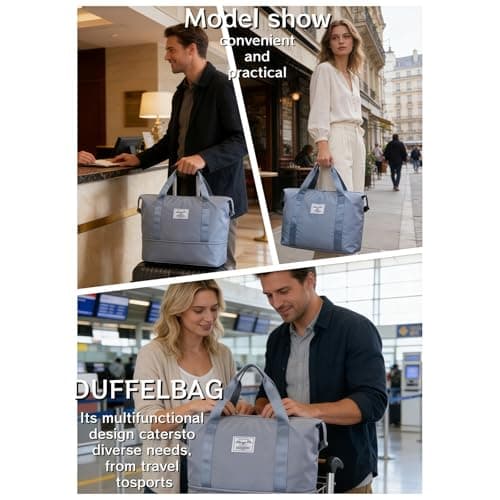 HUANYO Expandable Holdall Bag - 2-in-1 Design (20L to 35L), Foldable Waterproof Lightweight Sports & Travel Bag for Men and Women, Perfect for Gym, Beach, Yoga and Weekend Trips (Blue) — view 4