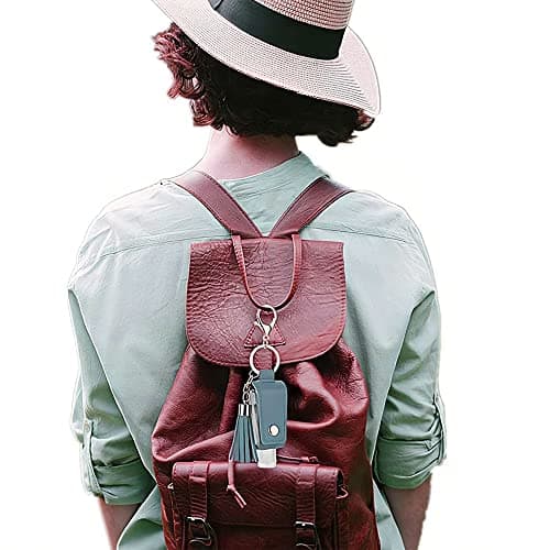 ZHUOEEDAAY 2PCS Refillable Travel Bottles Empty Leakproof Plastic Travel Bottle with Leather Keychain Oil for Hand Sanitizer, Travel, Outdoor Activities, School — view 2