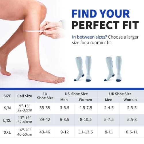 CAMBIVO Compression Socks for Women & Men, 15-20mmHg Flight Socks, 2 Pairs — view 5
