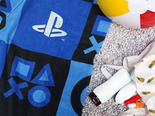 PlayStation Official Beach Towel Controller Icons Check Design - 70 x 140cm - 100% Cotton — view 2