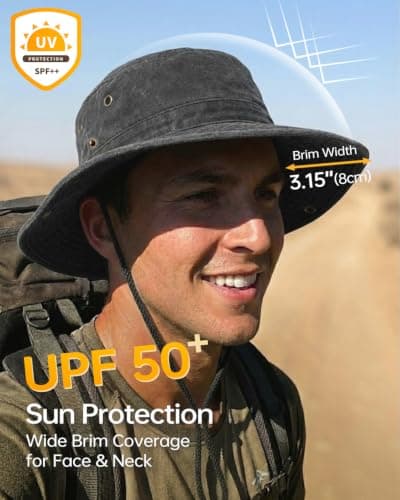 Zylioo XL/XXL/3XL Sun Hats Men Big Heads Hats Large UPF50+ Safari Hat — view 5