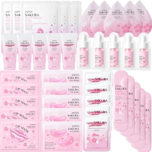 40PCS Sakura Skincare Set for Women, Face & Hand Care Beauty Gift Set