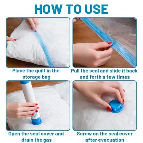 8 Pack Vacuum Storage Bags 60 x 40 cm, Small Space Saver Compression Bags with Airtight Valve, Reusable Vacuum Seal Bags for Clothes, Ideal for Travel & Home Wardrobe Storage — view 4