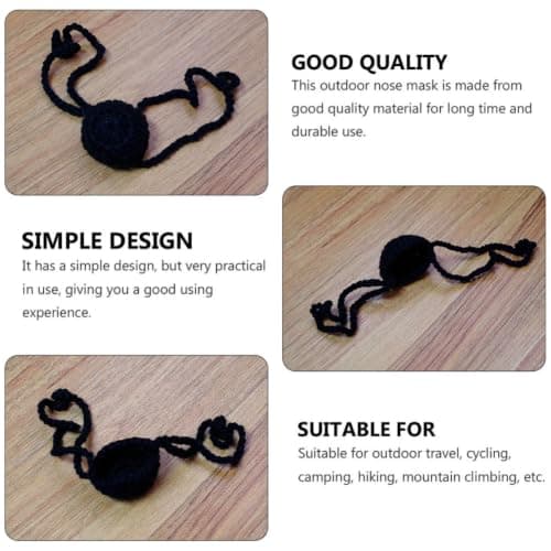 GALPADA Lightweight Black Nose Mask for Outdoor Nose Cover and Guard Made of Woven Wool Multi-purpose Protection for Camping and Outdoor Travel — view 3