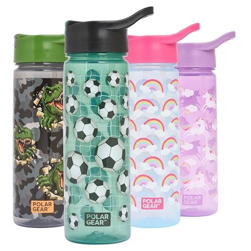 Polar Gear Goal Getter Kids Water Bottle, Green, 600ml, BPA Free, Flip Cap with Straw, Football Theme, 48+ Months — view 2