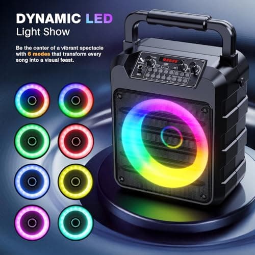 Dislocati Karaoke Machine with 2 Wireless Microphones: Portable Bluetooth Speaker for Adults & Kids - PA System with Lights Supports TF Card/USB/AUX for Home Party-Stage Monitors — view 6
