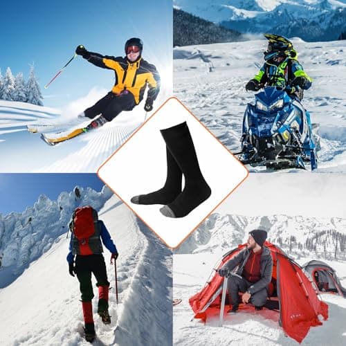 Heated Socks for Men Women,4000mAh Rechargeable Electric Heated Thermal Socks with Battery for Winter Foot Warmer Skiing Hiking Hunting (black) — view 6