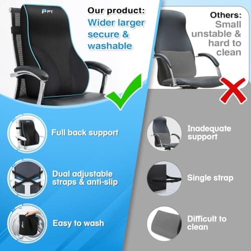 POOTACK Lumbar Support Cushion, Office Back Cushion With Double Straps — view 6
