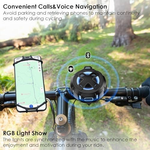 Upgraded, Pro Bike Speaker, with Handlebar Mount, Bluetooth V5.4, IPX7 Waterproof, Silicone Case, Broadcast Navigation,10W Bassup, 15-24H Playtime, Hook, for eBike, Bicycle, Motorcycle Accessories — view 6