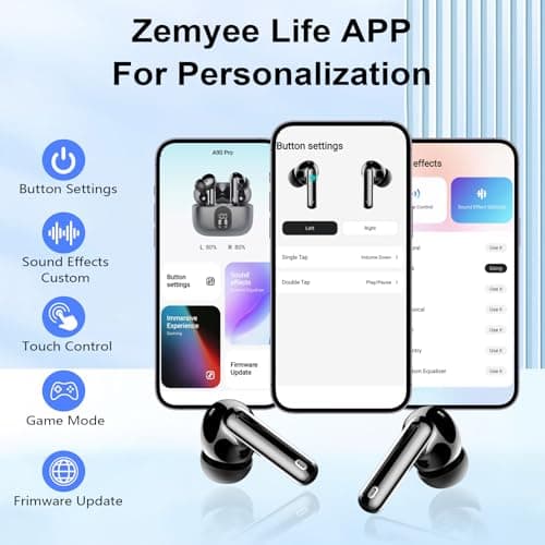 Wireless Earbuds, Bluetooth 5.4 Headphones In Ear with 4 ENC Mic, Wireless Earphones ENC Noise Cancelling 3D Bass Stereo, Bluetooth Earbuds 36H Playtime, IP7 Waterproof Ear Buds, Customization via App — view 6