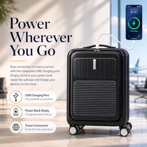 Aerolite 55x40x20 Expandable Cabin Suitcase with Front Laptop Compartment — view 6