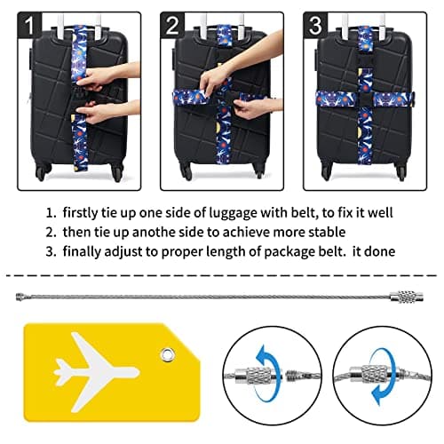 ZOUIQSS 2 Pack Adjustable Luggage Straps,Heavy Duty Suitcase Belts,Luggage Tag Travel Packing Straps with Quick Release Buckle(yellow gray) — view 3