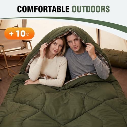 FORINBUY Double Sleeping Bag Queen Size XL Flannel 4 Season — view 5
