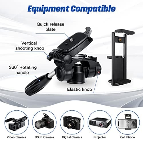 MACTREM 75 Inch Camera Tripod for Sony Canon Nikon, Lightweight Travel Video Aluminum Tripod Stand with Cell Phone Mount for iPad Phone — view 5