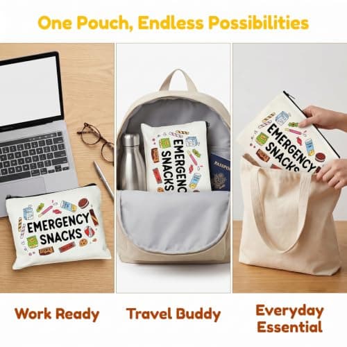Kemay Emergency Snacks Bag, Canvas Zipper Pouch for Women and Kids — view 5