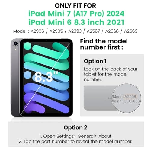 SEYMAC Case for iPad Mini 7th/6th 8.3 inch 2024/2021 (A17 pro), Black — view 2