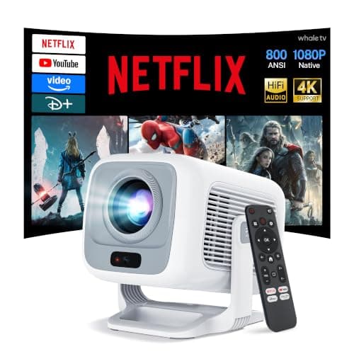 [Officially Liscensed App] WEMI Smart Portable Mini Projector Auto Focus, Native 1080P 4K Projector, WiFi 6 Bluetooth 5.4, 800 ANSI Wireless Home Outdoor Bedroom Movie TV Projector Android 13