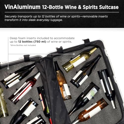 VinGardeValise® VinAluminum Wine Travel Suitcase - 12-Bottle Aluminum Luggage with TSA Lock, Shockproof Foam Inserts, Spinner Wheels, Hard Shell, Airline Approved — view 2
