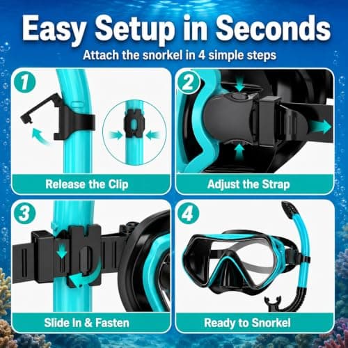 Adult Snorkelling Set with Dry Top Snorkel, Anti-Fog Tempered Glass Mask — view 6