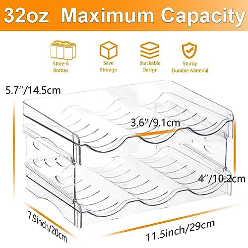 YOOTUKL Water Bottle Organizer Stackable Kitchen Pantry Organization and Storage Shelf Plastic Water Bottle Holder for Fridge Kitchen Cabinet Wine (2 Pack(6 Bottles)) — view 2