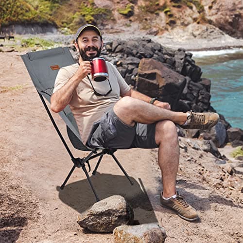 Rainberg Ultra Lightweight High Back Camping Chair, Folding Chair, Camping Chairs for Adults, Foldable Garden Outdoor Picnic BBQ Chairs. (Pack of 2, Grey) — view 2