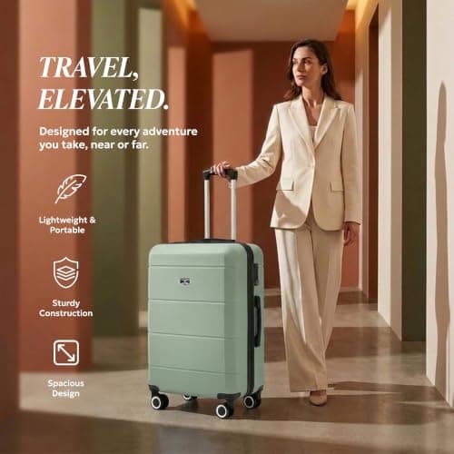 LUGG 24 Inch Jetset Suitcase Hard Shell Case 4 Wheel Travel Bag Lightweight ABS Material with TSA Lock Approved for Travel with easyJet, British Airways, RyanAir, Virgin Atlantic (65x44x25.5cm) — view 2