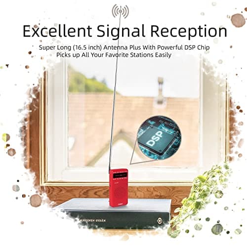 J-166 Portable Radio Battery Operated, AM FM Radio Pocket, Small Radio Transistor with Tuning Light, Back Clip, Excellent Reception for Outdoor & Indoor & Emergencies by PRUNUS — view 4