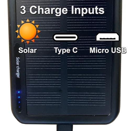 Solar Bank 26800mAh with Built-in Lithium-Ion Battery, USB & Type-C Charger, Solar Emergency Charging Panel, Black — view 4