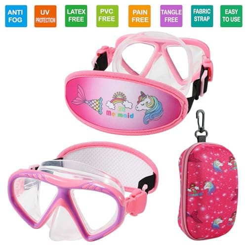 Toddler Swim Goggles Nose Cover,Kids Goggles No Hair Pull,Anti Fog Children Swimming Mask (1PK - Pink Mermaid) — view 2