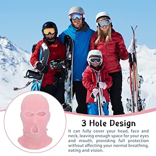 BBTO 1 Pcs 3 Hole Knitted Balaclava, Thermal Winter, Pink — view 4