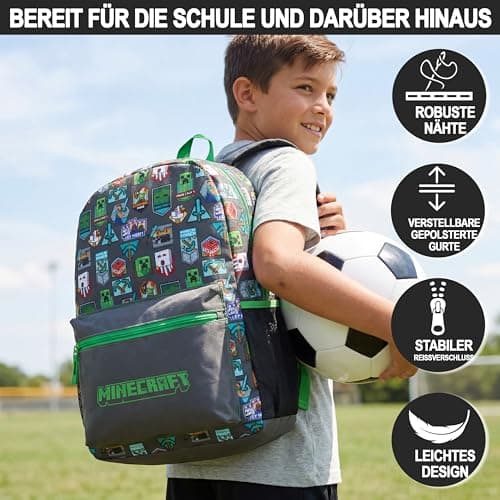 Get Trend Minecraft Boys Backpack, 45cm Padded Straps School Bag — view 3