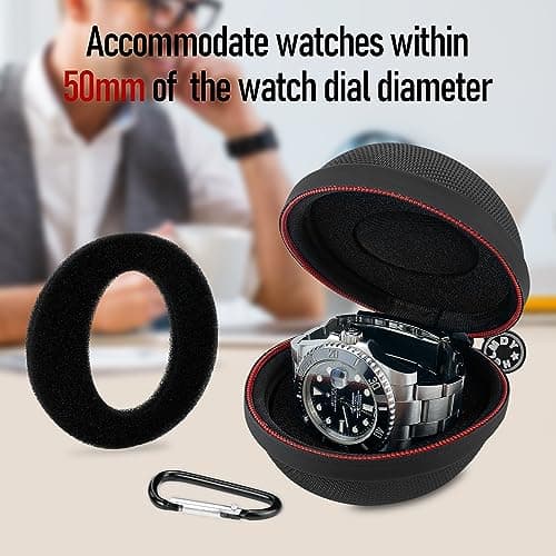 HELMDY Watch Travel Case Waterproof Single Box for Men & Women（Nylon Black） — view 5