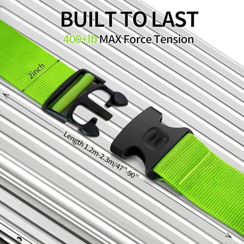 BILIONE Luggage Straps Adjustable Suitcase Straps, Lockable Against Accidental Opening, Easy to Identify Travel Accessories, Add a Bag Connector Holds Suitcase Together (2-Energetic Green) — view 4