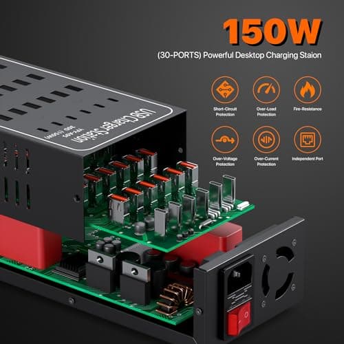 USB C Charger, 150W/30A Desktop USB Charging Station, 30-in-1 Hub Charger — view 6