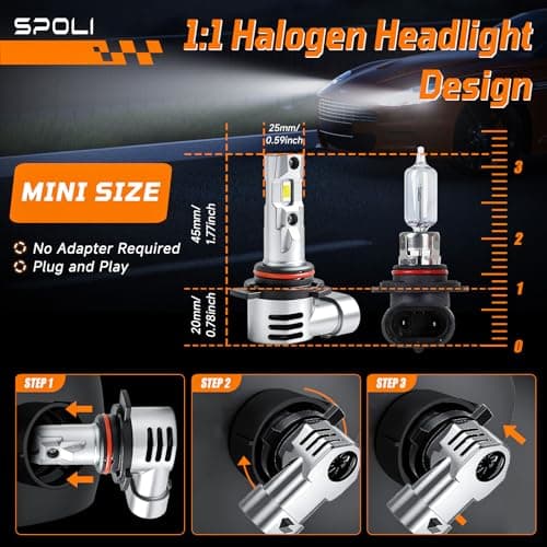SPOLI HIR2/9012 LED Headlight Bulb Silver, 1:1 Halogen Design, Canbus Ready — view 3