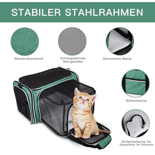 BAGLHER Cat Carrier Bag, Airline Approved Pet Carrier Soft Side Pet Travel 5 Sides Open Doors 3 Sides Expandable Foldable Dog Carrier with Fleece Pad — view 3