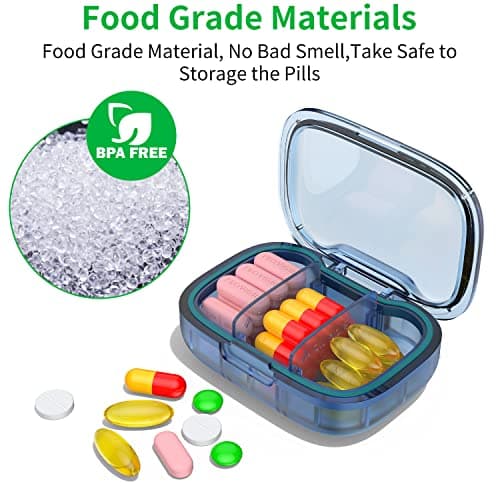 4 Pack 3 Compartment Small Pill Box, Moisture Proof Pill Case, Travel Pill Organizer for Pocket Purse, Daily Portable Medicine Vitamin Box, Fish Oil Box, Supplement Box — view 5