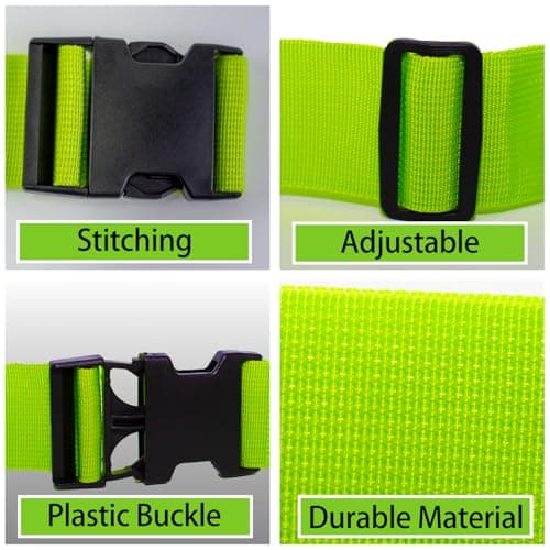 MOLHEM 4 Pcs Luggage Suitcase Straps Set, Thickened Reinforced Heavy Duty Luggage Straps, Adjustable Travelbelt Suitcase Straps (Green) — view 3