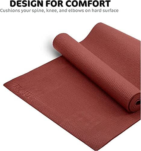 FAIRWAYUK PVC Yoga Mat 6mm Non-Slip, Thick Large Exercise Mats, Eco Friendly with Carry Straps for Pilates, Fitness, Men, Women 183 x 61 x 0.6cm Red — view 5