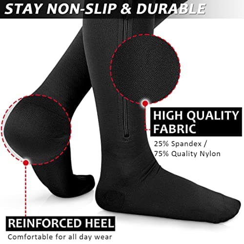 Ailaka 20-30 mmHg Zipper Compression Socks for Men Women, Closed Toe — view 4