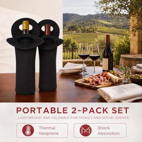 2 Pack Neoprene Bottle Carrier Tote, Insulated Wine Cooler Bag — view 4